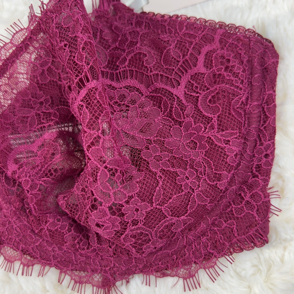 Victoria’s Secret Dream Angels Burgundy Floral Lace Unlined Balconette Bra 36D - Picture 5 of 7